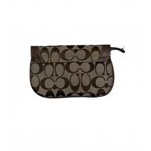 Coach Signature Logo Mini Wristlet in Brown Canvas